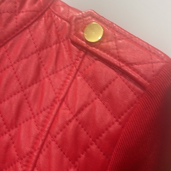 Nygard Collection Red leather jacket with knit sleeves-Medium 10-12 - Picture 10 of 12